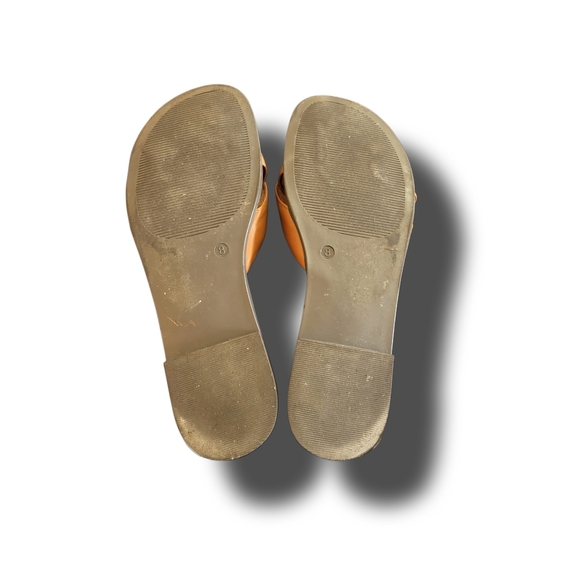 🌿Serra Women's size 8 Tan Leather-Like Twist Top Knot Sandals-Cute! - Picture 8 of 12